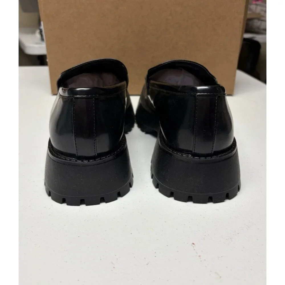 Madden Girl Heaathr Platform Lug Sole Loafer Black Size 8.5M Women’s NIB